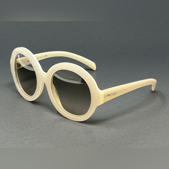 Prada PR06R-TKO3H2 Ivory 56mm Gray Gradient Lens Round Women's Sunglasses Italy - Picture 1 of 9
